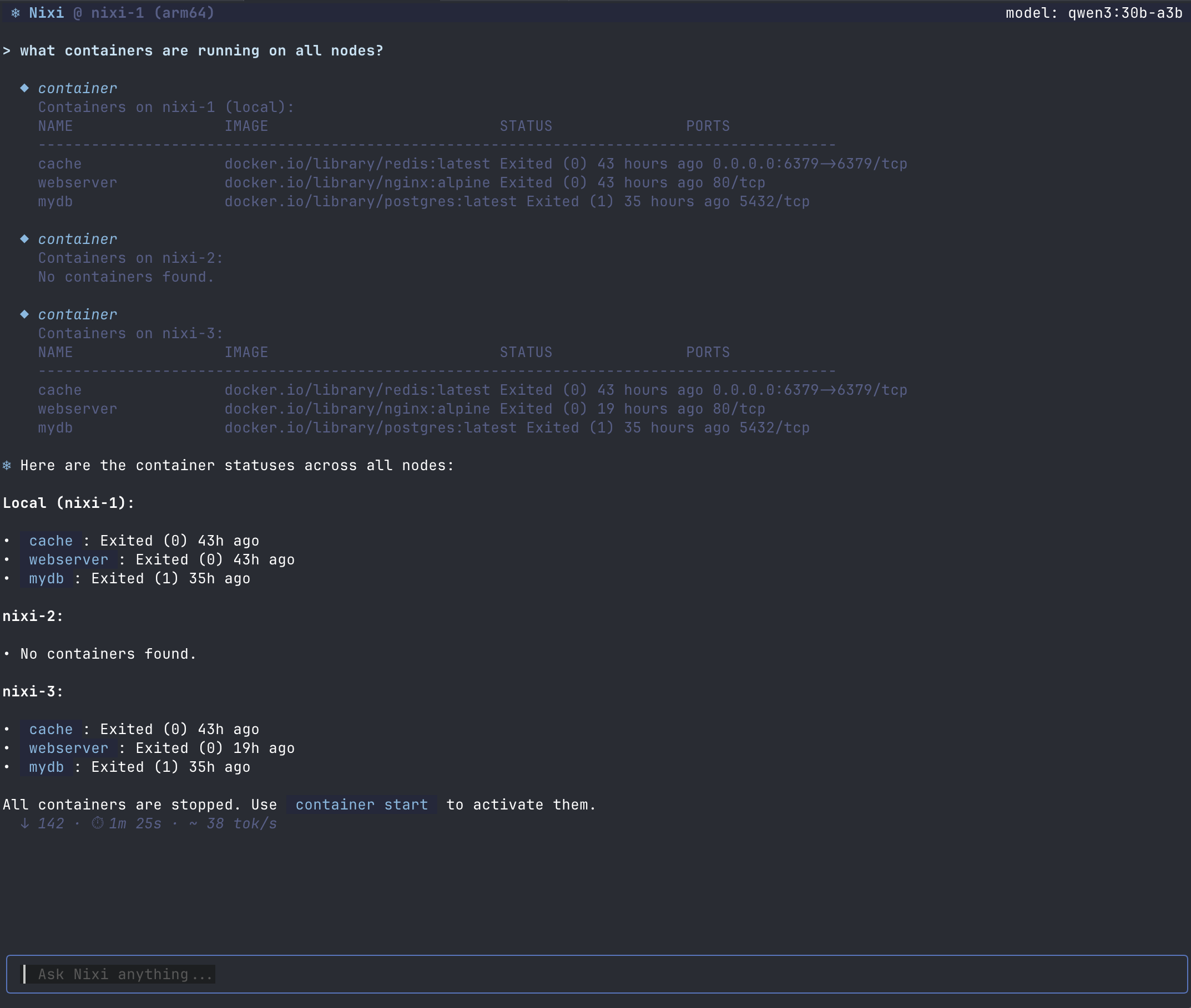 Nixi Terminal UI screenshot