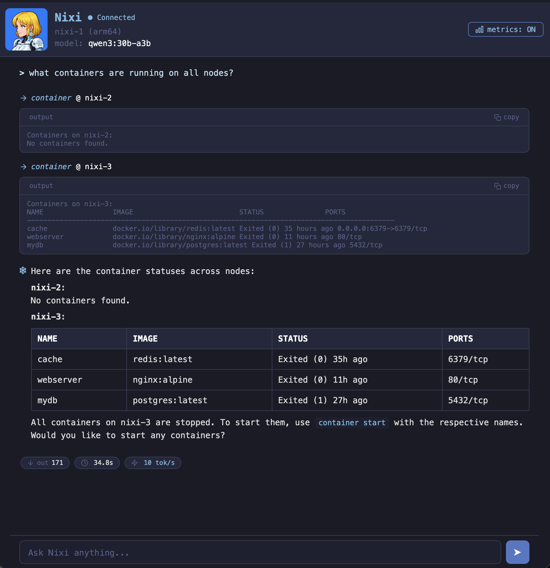 Nixi Web UI screenshot